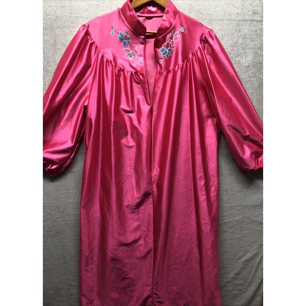 Vintage Visions Gown Robe 1X Pink 1/2 Zipper Full Length 1 Pocket